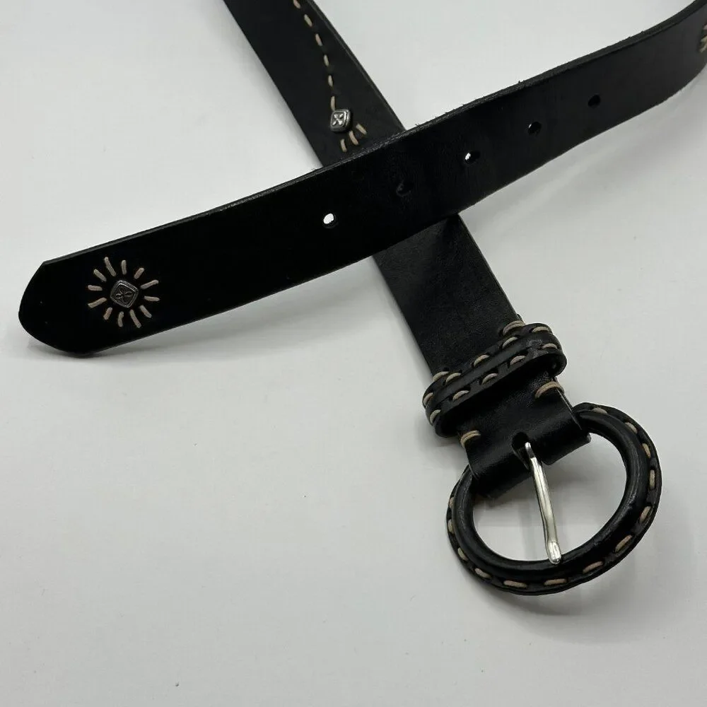 Brighton Women's Embroidered Design Black Handcrafted Leather Black Large (34)